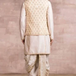 Tarun Tahiliani Men Ivory Chikankari Embroidered Bundi Jacket -Outlet Loometta Store mg awu ckn wc 1 3