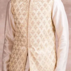 Tarun Tahiliani Men Ivory Chikankari Embroidered Bundi Jacket -Outlet Loometta Store mg awu ckn wc 1 4