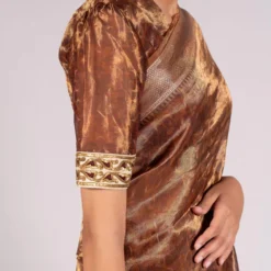 Mimamsaa Mustard Silk Tissue Printed Blouse -Outlet Loometta Store mim01217 3