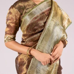 Mimamsaa Green Silk Tissue Printed Blouse -Outlet Loometta Store mim01219 3