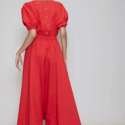 Mati Red Jumpsuit With Elasticated Waist -Outlet Loometta Store mtsj red 3