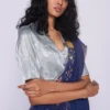 Nadiya Paar Blue Lakir Satin Blouse -Outlet Loometta Store np s blue lakir 1