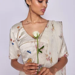 Nadiya Paar Natural Garden Satin Blouse