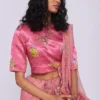 Nadiya Paar Pink Rosette Satin Blouse -Outlet Loometta Store np s pink rosette 1