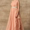Ridhi Mehra Jacinthe Peach Organza Jumpsuit & Belt Set -Outlet Loometta Store rmwd 17 1