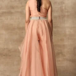 Ridhi Mehra Jacinthe Peach Organza Jumpsuit & Belt Set -Outlet Loometta Store rmwd 17 4