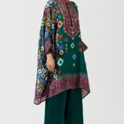 Rajdeep Ranawat Emerald Green Satin Palazzo Pants -Outlet Loometta Store rr 1131 3