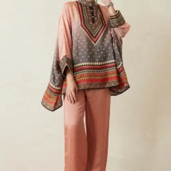 Rajdeep Ranawat Ombre Silk Top With A Printed Hem & Yoke -Outlet Loometta Store rr372 3