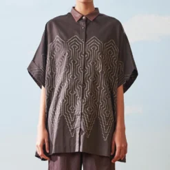 Ikai Geometric Shibori Dyed Kaftan Shirt
