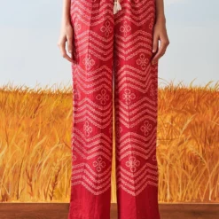 Ikai Red Drawstring Shibori Pants -Outlet Loometta Store sh pnt 2132r 2