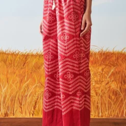 Ikai Red Drawstring Shibori Pants -Outlet Loometta Store sh pnt 2132r 3