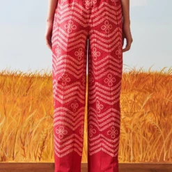Ikai Red Drawstring Shibori Pants -Outlet Loometta Store sh pnt 2132r 4