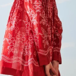 Ikai Red Shibori Dyed Pleated Shirt -Outlet Loometta Store sh sps 2119 4