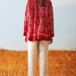 Ikai Red Shibori Dyed Pleated Shirt -Outlet Loometta Store sh sps 2119 5