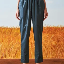 Ikai Blue Cotton Tapered Pants -Outlet Loometta Store sh ttp 1001b 2