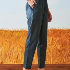 Ikai Blue Cotton Tapered Pants -Outlet Loometta Store sh ttp 1001b 3