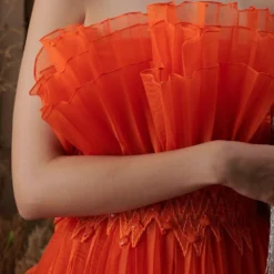 Shriya Som Pleated Ruffle Cabbage Dress With Belt -Outlet Loometta Store shriyasomss214103