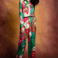 Saaksha & Kinni Green Floral Print Collared Shirt