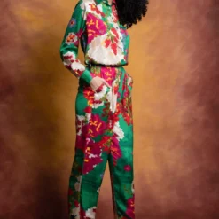 Saaksha & Kinni Green Floral Print Collared Shirt -Outlet Loometta Store sk 229sk15 3