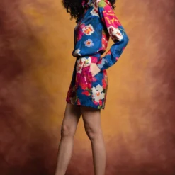 Saaksha & Kinni Blue Floral Print Collared Shirt -Outlet Loometta Store sk 229sk2 2