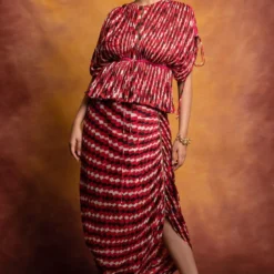 Saaksha & Kinni Red Checkered Skirt