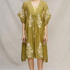 Myoho Mehendi Green Chanderi Dress
