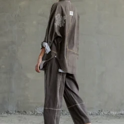 Sunira Designs Brown Hand Spun Cotton Kimono Shirt -Outlet Loometta Store sun0606 4