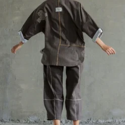 Sunira Designs Brown Hand Spun Cotton Kimono Shirt -Outlet Loometta Store sun0606 5