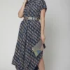 SVA Paisley Printed Draped Dress With Embellished Belt -Outlet Loometta Store svapr14 1