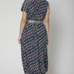 SVA Paisley Printed Draped Dress With Embellished Belt -Outlet Loometta Store svapr14 3