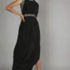 SVA Black Drape Dress With Embroidery Details -Outlet Loometta Store svaw20j13 1