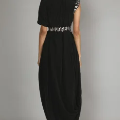 SVA Black Drape Dress With Embroidery Details -Outlet Loometta Store svaw20j13 3