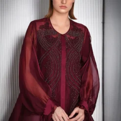 Rohit Gandhi + Rahul Khanna Crystal Embroidered Organza Top -Outlet Loometta Store tp32019 3