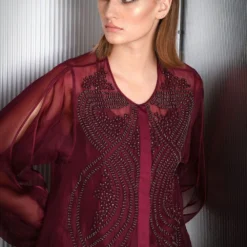 Rohit Gandhi + Rahul Khanna Crystal Embroidered Organza Top -Outlet Loometta Store tp32019 4