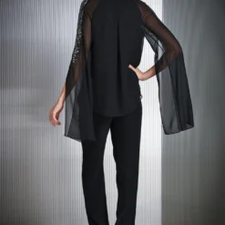 Rohit Gandhi + Rahul Khanna Black Sequined Top With Cape Sleeves -Outlet Loometta Store tp35048vk b 5